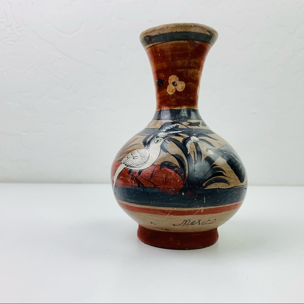 VTG Tonala Mexico Pottery Bird Vase